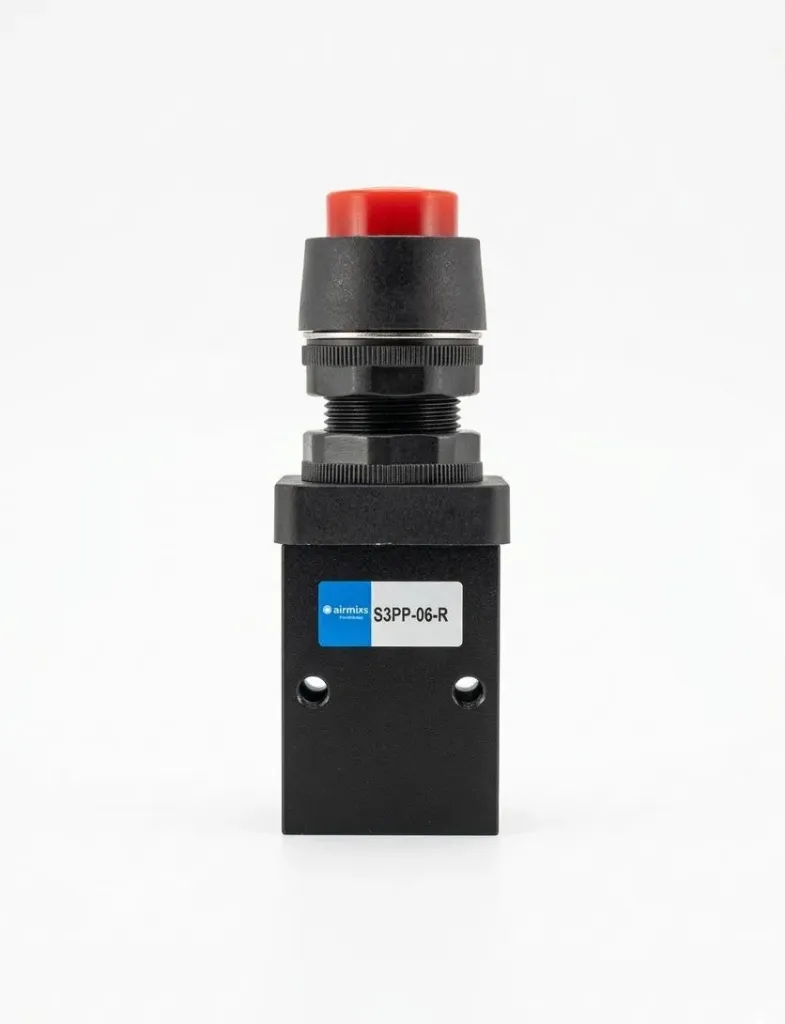 [S3PP-08-R] AIRMIXS S3PP-08-R Pneumatic 3/2-Way Mechanical Flush Push Button Valve