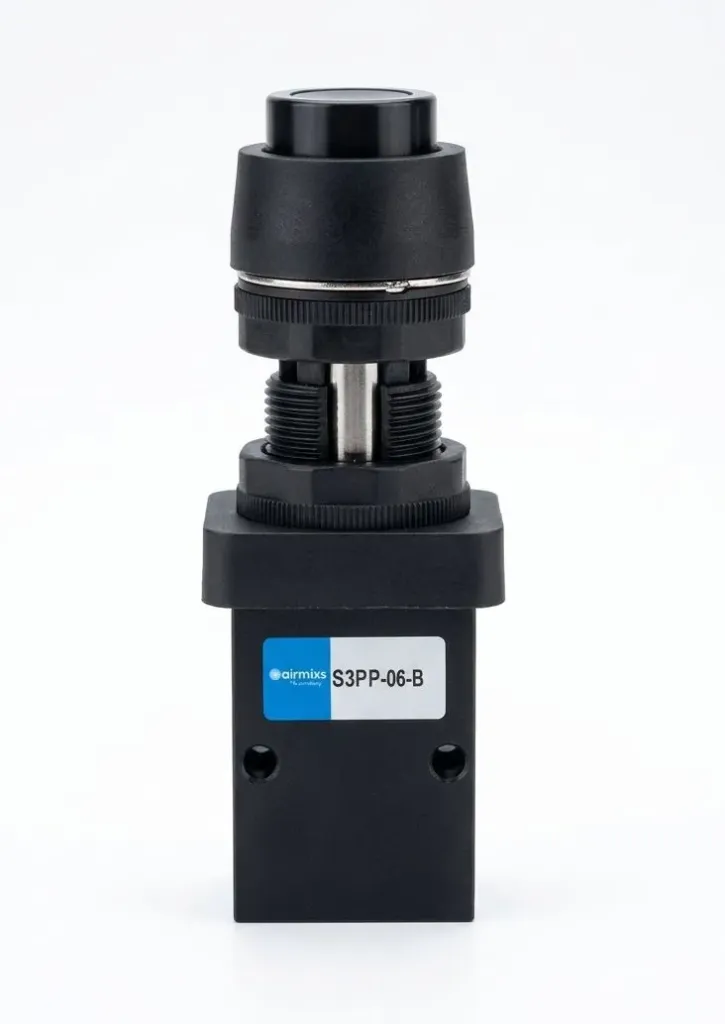 S3PP-06-B AIRMIXS Pneumatic 3/2-Way Mechanical Flush Push Button Valve (G1/8 Port)