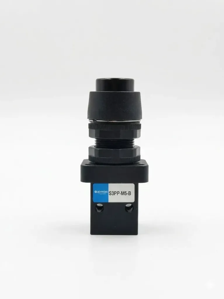 AIRMIXS S3PP-M5-B Pneumatic 3/2-Way Mechanical Push Button Valve