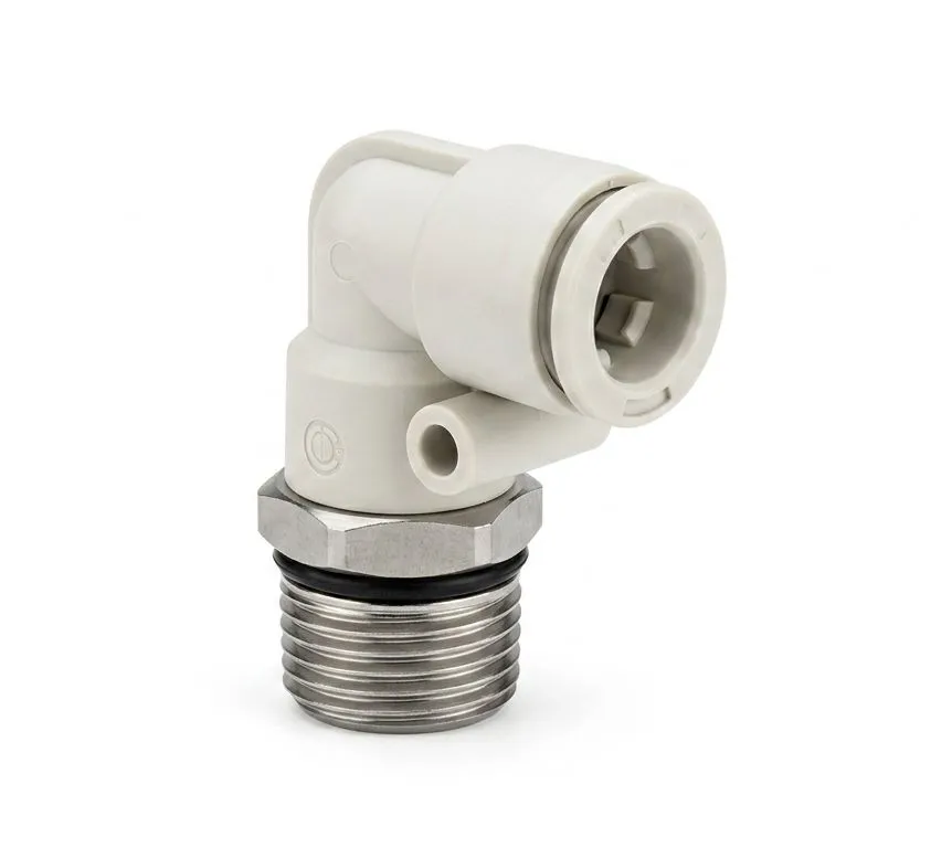 AIRMIXS PL 08-G04 Pneumatic Male Elbow Fitting – 8mm Tube OD x 1/2" G Thread with O-Ring