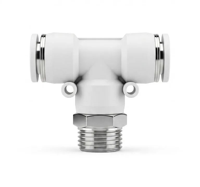 AIRMIXS PB 14-04 Push-in Pneumatic Male Branch Tee Fitting (14mm Tube $\times$ R1/2 Thread)