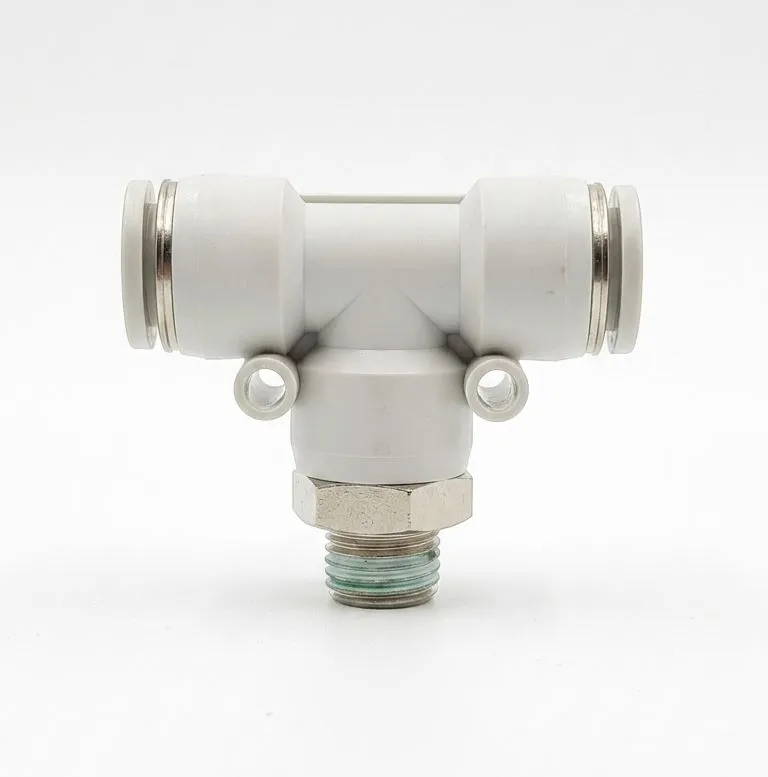 PB12-03 AIRMIXS Pneumatic Push-In Male Branch Tee Connector 12mm OD x 3/8" BSPT/PT Thread