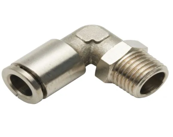 MPL08-02 AIRMIXS Metal Push-in Male Elbow Pneumatic Fitting – 8mm Outer Diameter Tube x 1/4" Thread