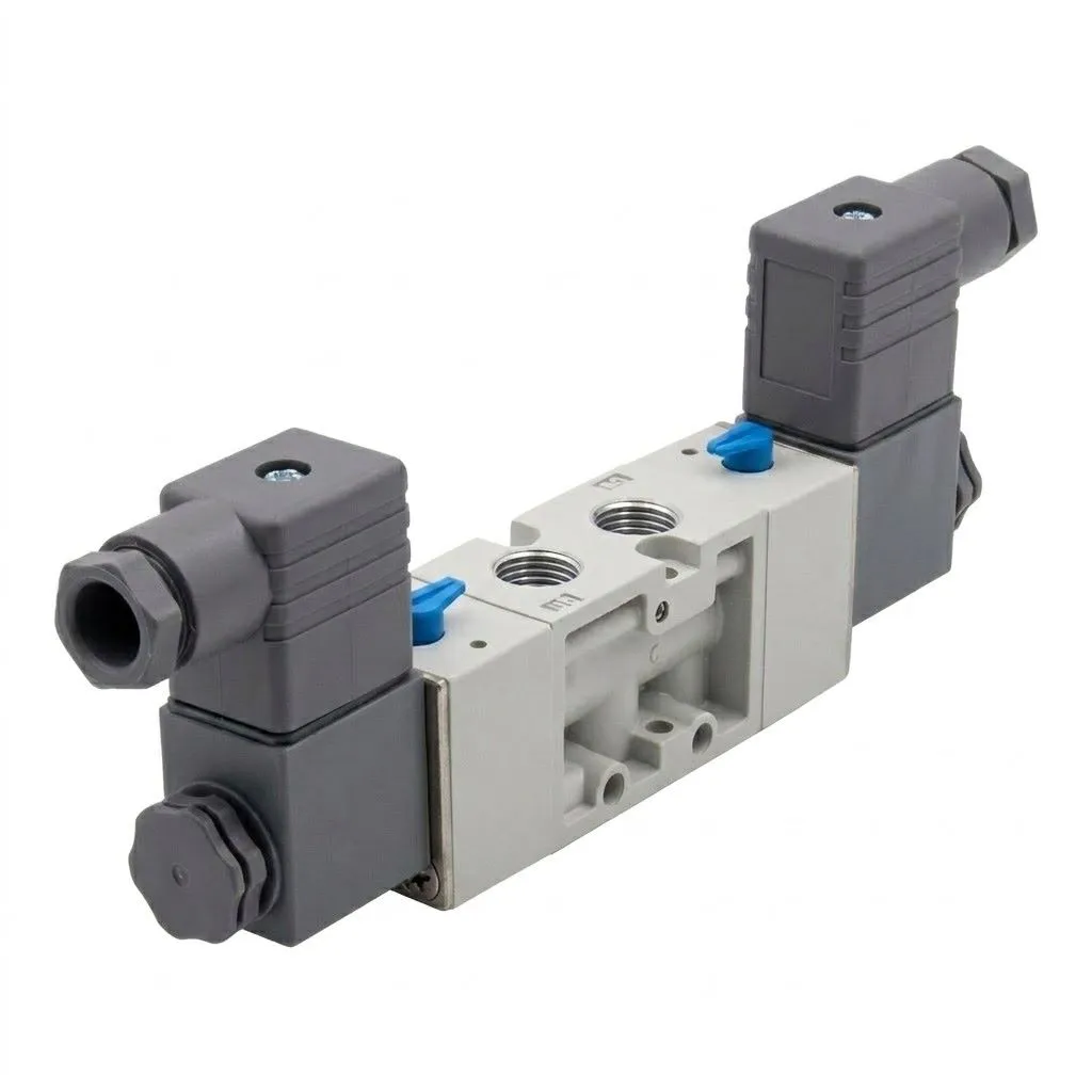 [MVSC220-4E2P] MVSC220-4E2P AIRMIXS Pressure Center Solenoid Valve – 1/4" Port, 5/3-Way Double Solenoid