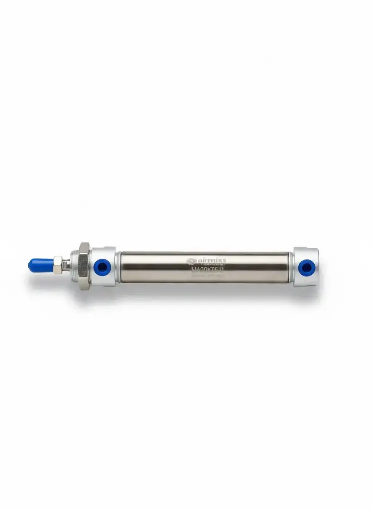 AIRMIXS MA20 75-U Mini Pneumatic Cylinder – 20mm Bore, 75mm Stroke, Stainless Steel Flat-End
