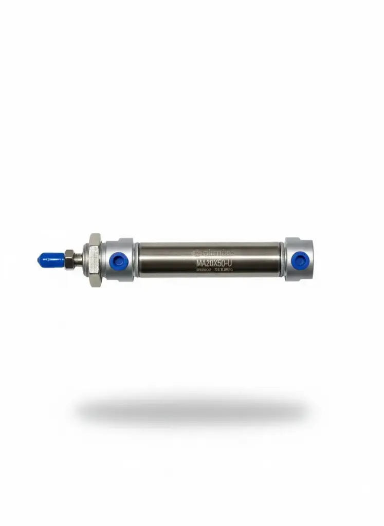 AIRMIXS MA20 50-U Mini Pneumatic Cylinder – 20mm Bore, 50mm Stroke, Stainless Steel (Flat-End)