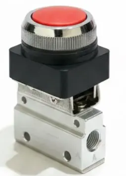 [MOV-321PP] MOV-321PP AIRMIXS RED Flush Push Button Mechanical Pneumatic Valve 3/2 Way 1/8" Port, Momentary