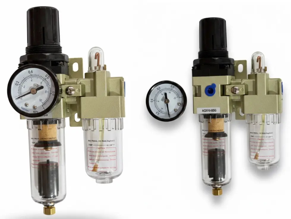 [AC2010-02DG] AC2010-02DG 1/4" AIRMIXS FRL Combination Unit – Filter, Regulator, and Lubricator with Gauge