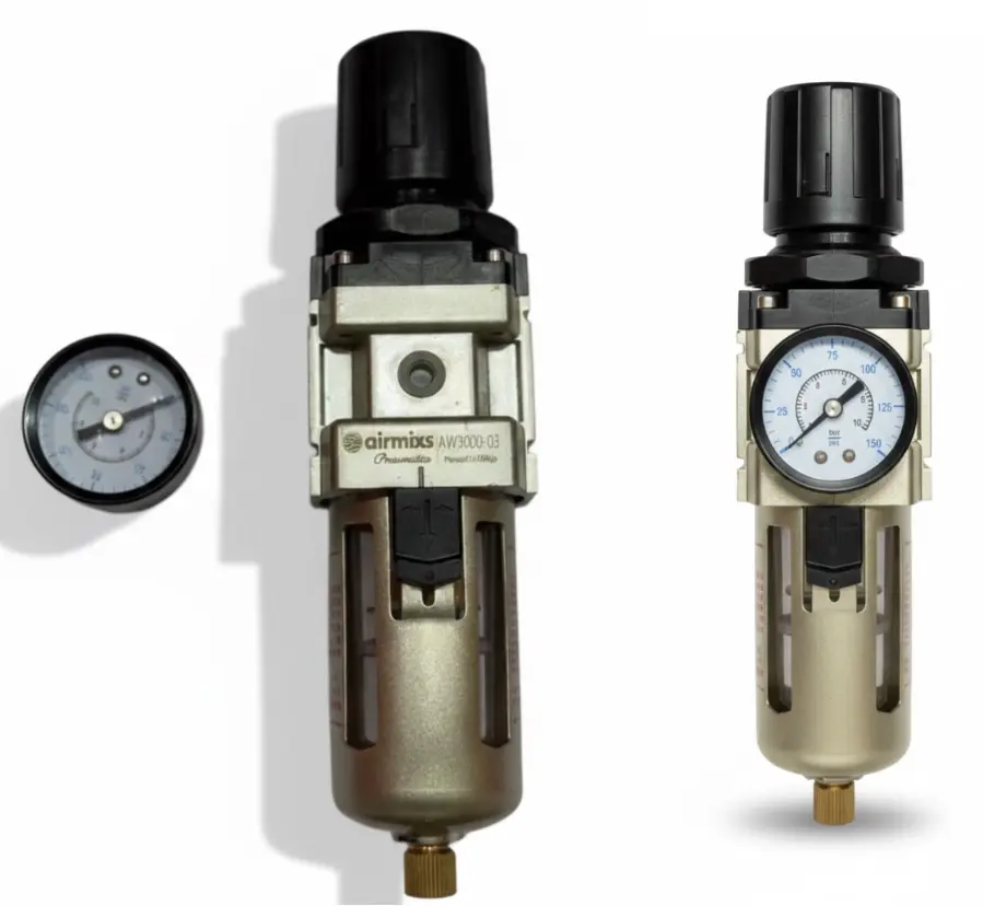 AIRMIXS AW3000-03 Air Filter Regulator – 3/8" Port, 25-Micron Filtration with Metal Shield